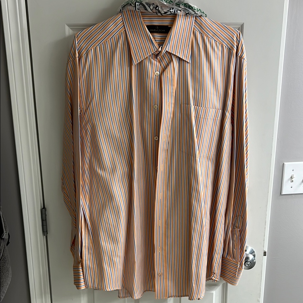 Men's Striped Shirt - Orange and Blue